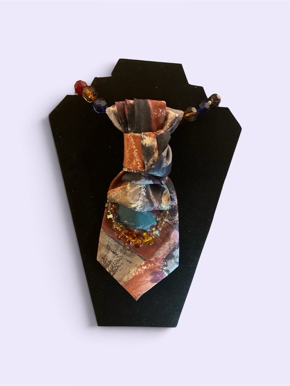 Multicolor Bead Necklace with Matching Bracelet -Tie Design Jewelry
